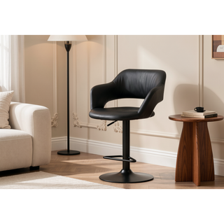 Sunvega Adjustable Hydraulic Lift Swivel Bar Stool with Black Metal Base