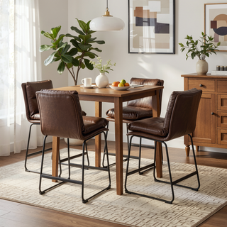 Sunvega Milos Upholstered Counter Height Stools with Sled Base and Overfilled Seat