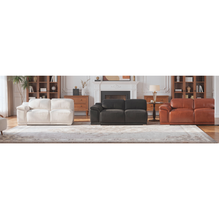 Sunvega Genuine Italian Leather Power Reclining Loveseat with USB Charger