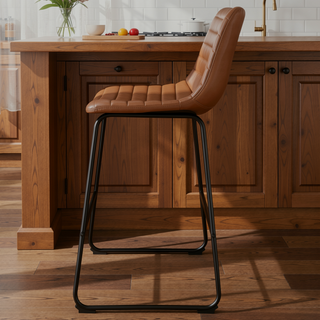 Sunvega Modern Upholstered Counter Height Chair Set with Sled Base Footrest