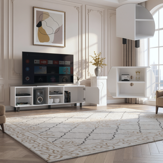 Sunvega TV Stand with Four Open Shelves and Five Legs for TVs up to 70 Inches