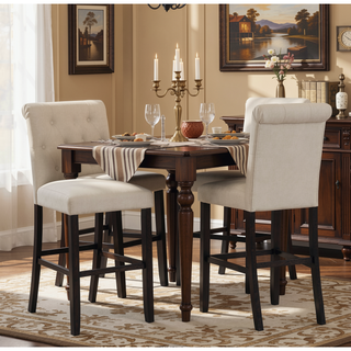 Sunvega Upholstered Tufted Barstools with Solid Wood Legs, Set of 2