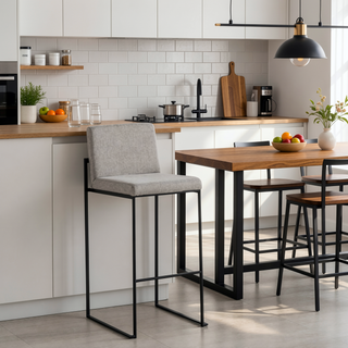 Sunvega Contemporary High Back Barstool Set of 3 with Upholstered Seat and Backrest