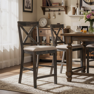 Sunvega Counter Height Dining Table with Storage Shelf in Weathered Gray Finish