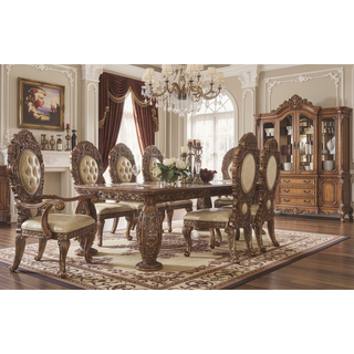 Sunvega Ivory and Gold Sculpture Floral Upholstery Side Chairs with Tufted Back