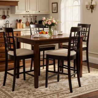 Sunvega Upholstered Counter Height Stools in Beige and Cappuccino Set of 2