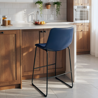 Sunvega Modern Upholstered Counter Height Chair Set with Sled Base Footrest