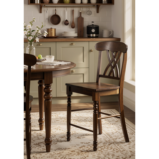 Sunvega Walnut Counter Height Stools with Scooped Seat and Footrest Set of 2