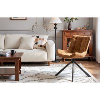 Sunvega Mid-Century Modern Tufted Diamond Pattern Upholstered Swivel Dining Chair
