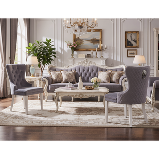 Sunvega Traditional Style Stainless Steel Chair with Plush Velvet Upholstery