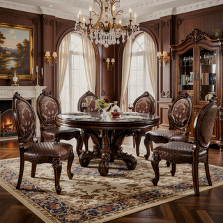 Sunvega Brown and Cherry Oval Back Side Chairs with Nailhead Trim and Padded Cushions