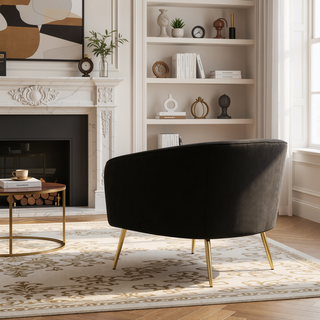 Sunvega Gold Metal and Black Velvet Tania Contemporary Glam Accent Chair