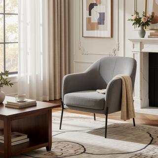 Sunvega Contemporary Faux Leather Upholstered Bucket Accent Chair with Metal Legs