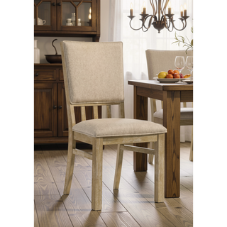 Sunvega Reclaimed Wheat Solid Wood Dining Chair with Cushioned Seat and Distressed Finish