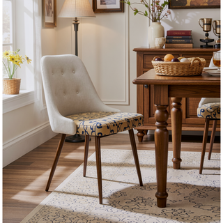 Sunvega Modern Upholstery Dining Chairs Set of 2 with Plush Foam and Wooden-Print Legs