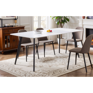 Sunvega 70 inch White Porcelain Kitchen Dining Table for 4-8 People