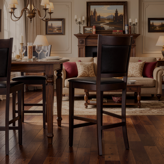 Sunvega Black and Espresso Upholstered Counter Height Stools Set of 2 for Dining Space