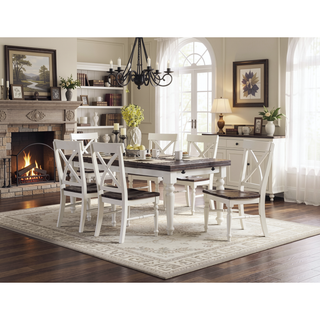 Sunvega Country Style Mocha and Antique White Dining Chairs Set of 2