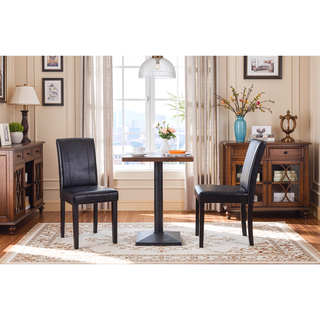 Sunvega Urban Style Leatherette Padded Parson Chair with Solid Wood Legs, Set of 2