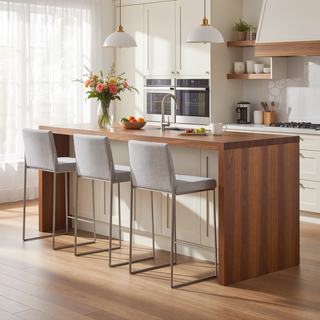 Sunvega Fuji High Back Counter Stool Set of 3 with Padded Seat and Backrest