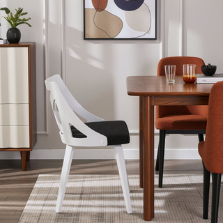 Sunvega White Textured Wood and Charcoal Fabric Charlotte Farmhouse Chair Set of 2