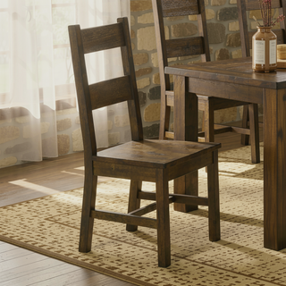 Sunvega Rustic Golden Brown Ladder Back Dining Chairs Set of 2 for Farmhouse