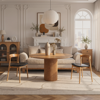 Sunvega Stackable Solid Oak Dining Chair with Faux Leather Upholstery