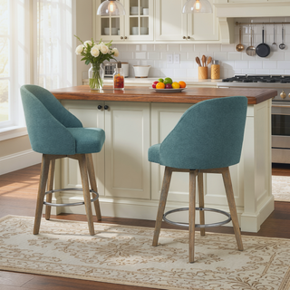Sunvega Swivel Counter Stool with Medium High Back and Metal Ring Footrest