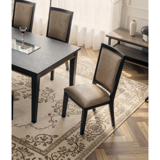 Sunvega Dark Walnut Contemporary Side Chairs with Polyester Upholstered Seat Set of 2