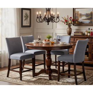 Sunvega Armless Parson Counter Height Chair with Weathered Espresso Finish Set of 2