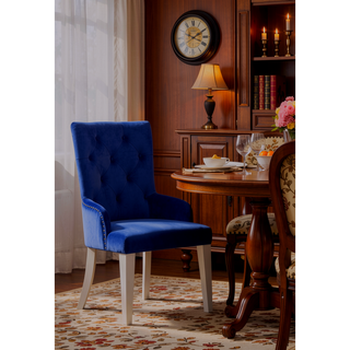 Sunvega Blue Fabric Upholstered Dining Chair with Antique Platinum Finish