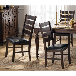 Sunvega Espresso Finish Faux Leather Upholstered Wooden Dining Side Chairs Set of 2