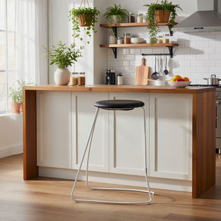 Sunvega Contemporary Backless Counter Stool with Padded Faux Leather Seat and Metal Footrest