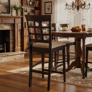 Sunvega Upholstered Counter Height Stools in Beige and Cappuccino Set of 2