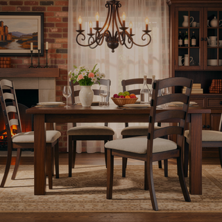 Sunvega Rustic Brown and Grey Solid Wood Ladder Back Side Chairs Set of 2