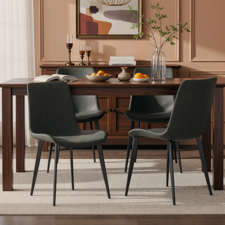 Sunvega Modern Leather Dining Chair with Sleek Metal Legs for Kitchen