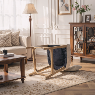 Sunvega Penny Round Arched Upholstered Counter Stool Set of 2 in Travertine Beige Chenille