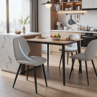 Sunvega Upholstered Dining Chairs with Soft Suede-Style Fabric and Metal Legs Set of 4