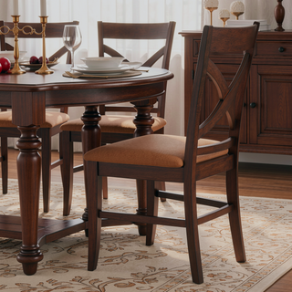 Sunvega Modern X-Back Dining Chairs with Padded Seat Cushion and Brown Finish