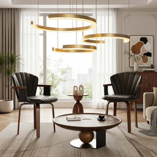 Sunvega Mid-Century Modern Bentwood Swivel Dining Chairs with PU Leather Upholstery