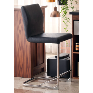 Sunvega Contemporary Black Leatherette High Chairs with Chrome Legs Set of 2