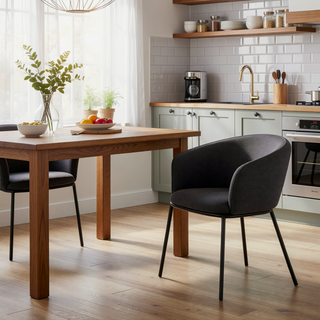 Sunvega Contemporary Black Steel and Charcoal Fabric Upholstered Accent Chair