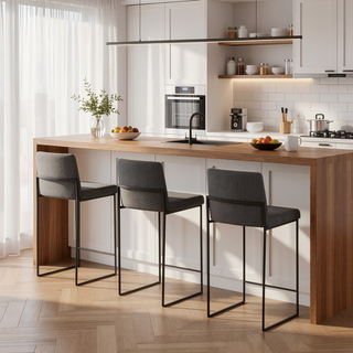 Sunvega Contemporary High Back Counter Stool Set of 3 with Padded Seat and Backrest