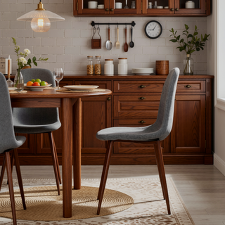 Sunvega Modern Iron Legs Upholstered Dining Chairs with Walnut Finish, Set of 2