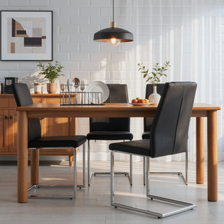 Sunvega Modern Gold Legged Upholstered Dining Chairs with PU Seat for Kitchen