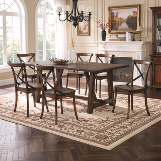 Sunvega Dark Oak and Black Side Chair with X Shape Back in Set of 2