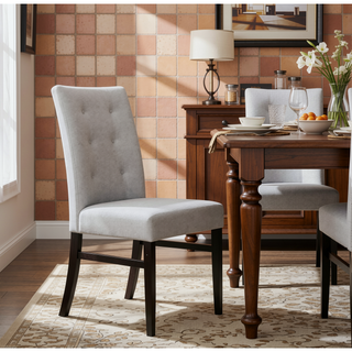 Sunvega Light Gray Upholstered Bench with Tufted Seat and Dark Finish Legs