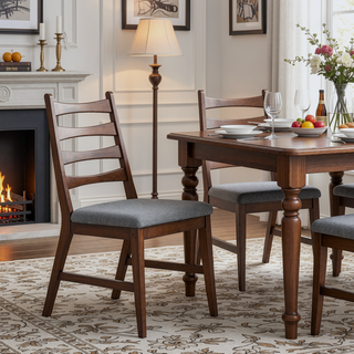 Sunvega Walnut Finish Extendable Dining Table with Self Storing Leaf Wooden Furniture