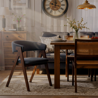 Sunvega Modern Walnut Finish Wooden Frame Dining Chairs with Gray Fabric Upholstery