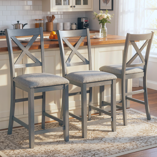 Sunvega Modern Wooden Counter Height Chairs Set of 4 with Padded Seat for Dining Room